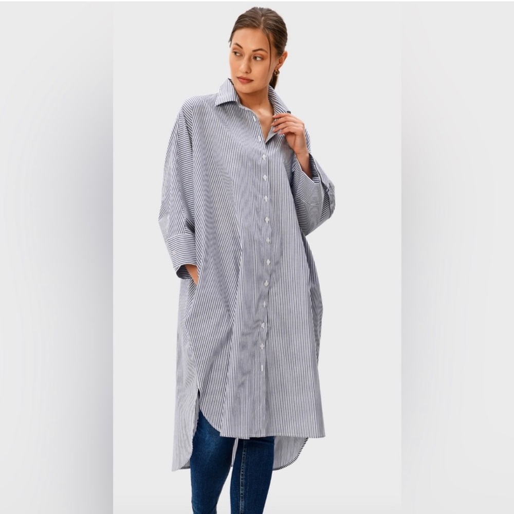 Dressed in LaLa pinstriped shirt dress